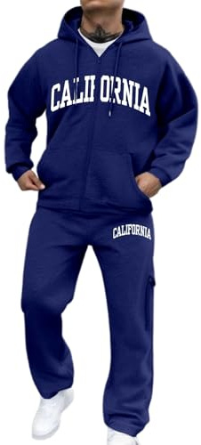 Générique Ensemble Fitness Jogging Homme Automne Et Hiver Tenue De Sport Hoodie À Capuche Ajustable + Pantalon Zippé Survêtement