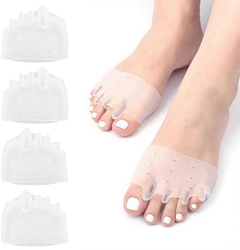4 Stück Zehentrenner für Frauen – Weicher Klare Silikon, Hochelastisch Zehenspalter mit Atmungsaktiven Löchern zur Korrektur von Hallux Valgus & Überlappenden Zehen