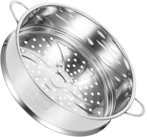 Vaporera de Acero Inoxidable 304 Redonda para Bollos y Patatas | Plata, Drenaje Rápido y Calentamiento Uniforme, Ligera y Apta para Lavavajillas
