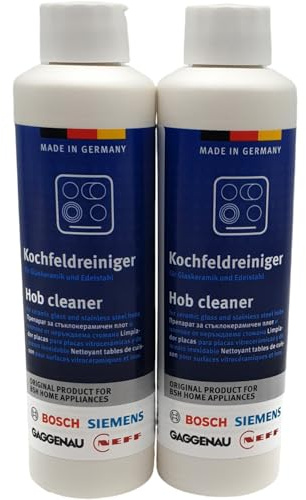NaschLager Kochfeldreiniger 2er Set 2 x 250 ml, kompatibel mit Bosch Siemens, Glaskeramik Induktion Edelstahl, Hob Cleaner, schmutzabweisend, Made in Germany, Artikel 00311896