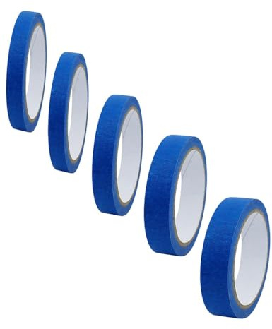 LEEQBCR 5 pièces Rouleaux de Ruban de masquage, Ruban de masquage, Ruban de masquage de Couleur Jaune 8/12/18/25 mm, adapté à l'artisanat, à la carrosserie et à la décoration DIY