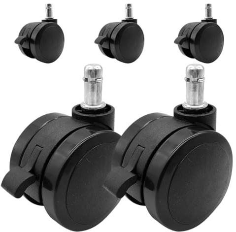 CIYODO Ruote per Sedia da Ufficio in Poliuretano 2 Pollici Freno, Set da 5 Rotelle per Pavimenti in Legno Duro e Moquette, Mobili da Ufficio Rotelle Scorrevoli e Resistenti