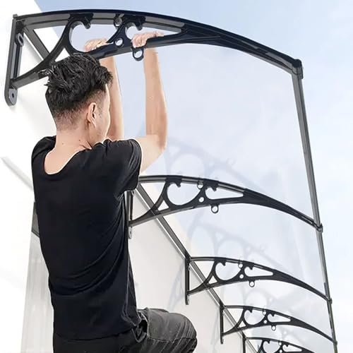 Marquise Solaire Abri, Auvent Arqué Au Design Moderne pour La Protection Contre La Pluie Et La Neige, Abri Anti-Pluie en Alliage D'aluminium pour La Maison (60x60cm/24x24in,A)