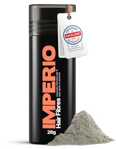 IMPERIO ströande hår för hårtätning och fullt hår på några sekunder. Bulkhår för en autentisk look. 100% natur! I premium frisörkvalitet – 26 g (grå)