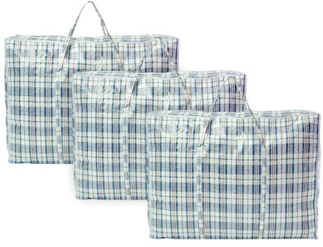 Zuvo Extra Large Laundry Bags with Zip (Pack of 3) - Waterproof, Durable, Reusable Storage Solution for Packing, Better than Moving Boxes 60×50×25 cm