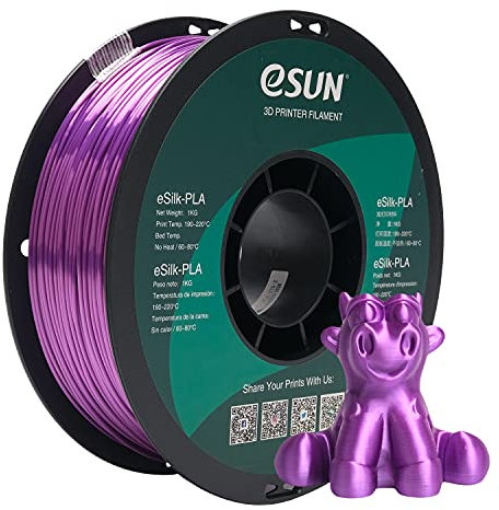 eSUN Seide PLA Filament 1.75mm, Seidig Glänzendes 3D Drucker Filament PLA, Maßgenauigkeit +/- 0.05mm, 1kg Spule (2.2 LBS) 3D Druck Filament für 3D Drucker, Seide Lila