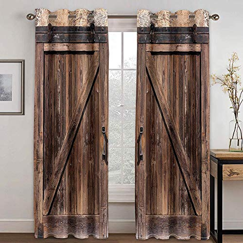 ZXYLSL Blickdichte Gardinen Verdunkelungsvorhang - Vintage Holzbrett-braun - Lichtundurchlässige Vorhang mit Ösen 3D gedruckt Polyester Vorhänge für Schlafzimmer Geräuschreduzierung 140 x 250 cm x 2