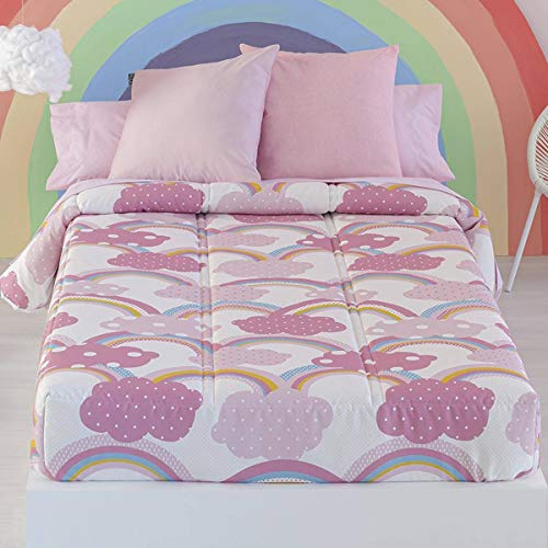 Edredón Ajustable para dormitorios Juveniles e Infantiles, Camas Nido y literas, Muy cómodo y fácil de Utilizar. Medida para Cama de 90 Modelo Estampado Iris