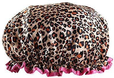 Yicare Microfiber Double Layers Shower Caps Silky Satin & 100% Waterproof &Gift Package Shower Hat Reusable Breathable Terry Lined Shower Cap for Large Long Natural Hair Ladies