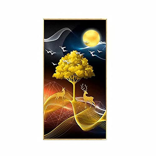 DIY 5D Diamond Painting Bild Kits Full Drill Geldbaum Groß Diamant Malerei nach Zahlen Kit Kunst Voll Dot Crystal Strass Mosaik Stickerei Kreuzstich Handwerk für Home Wanddekoration 50x100cm