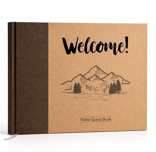 Paper 'n Such Cabin Guest Book for Vacation Homes and Short Term Rentals -Kraft Hardcover - Airbnb Essentials for Hosts- Visitor Sign in Journal Guesthouse Welcome Log