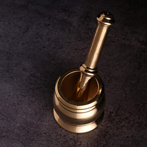 Swadeshi Blessings Mörser und Stößel aus reinem Messing, handgefertigt, für Gewürze, Kräuter, Gewürze, medizinische Messingzerkleinerer, traditionelle Küchendekoration