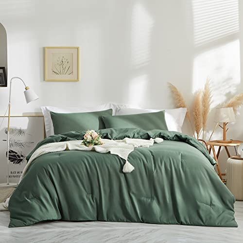 Lanqinglv Coperta 135 x 200 cm, per tutto l'anno, 4 stagioni, verde, verde salvia, in microfibra, per chi soffre di allergie, 135 x 200 cm, con 1 federa 80 x 80 cm