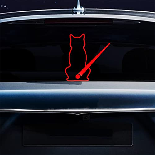 Iprokiu Lovely Cat Rear Wiper Sticker Funny Cat Moving Tail Waving Wiper Sticker Rear Window Decal Waterproof Windshield Wiper Decal Decoration Animal Pet Car Sticker and Decal (Reflective Red)