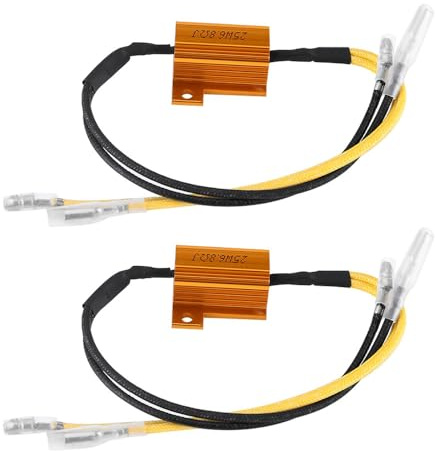 Motorrad Lastwiderstand 2 Stück Motorrad LED Blinker Widerstand Motorrad Blinkeranzeige Widerstand Adapter Flash Fix Fehler 12V Blinklicht Decoder für Moped Roller 25W 6,8 Ω