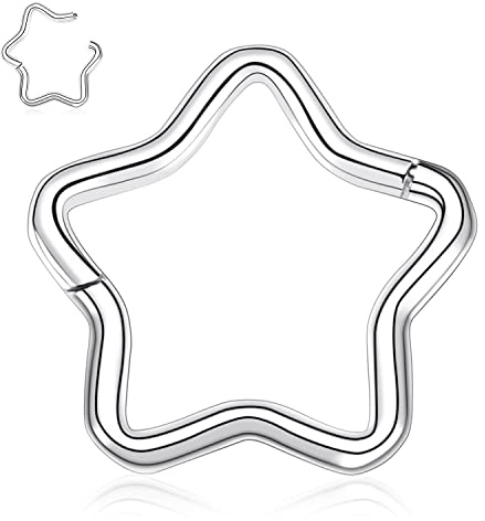 Daith Ohrring chirurgischer Stahl Septum Schmuck 16 g Septun Ringe silberner Septum Clicker Ring Stern Nasen Creolen Ring Rook Ohrringe Conch Piercing Schmuck Tragus Knorpel Helix Creolen Ohrring 8 mm