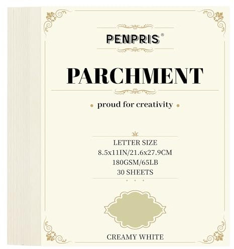 30 Sheets Parchment Paper - Creamy White 8.5” x 11” Letter Size Parchment Card Stock 65lb Heavyweight Paper Thick Vintage Paper for Certificate, Crafts, Business Cards, Invitations PAP04CW