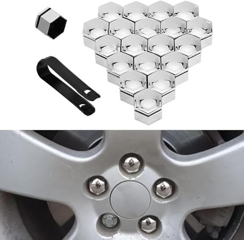RAZZAI Auto Radschraubenkappen für Hyundai I30 i10,Radbolzen Radschrauben Kappen Radmuttern Nut Abdeckkappe Schraubenabdeckung Diebstahlschutzkappe Zubehör,B-Silver-21mm