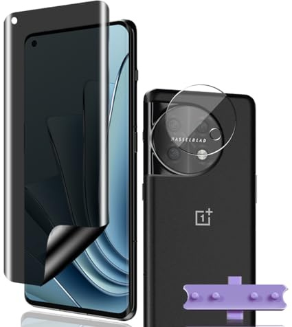 Phlleyaa Sichtschutz Schutzfolie für OnePlus 11,Weich TPU Displayschutz 1 Stück mit 1 Stück Panzer Schutz Glas Kameraschutz,Einfache Montage Anti Spy für Panzerglas für OnePlus 11