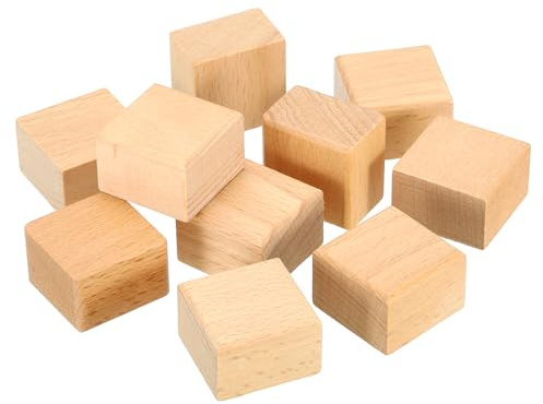 PATIKIL 30x30mm Leere Holzstempelhalter, 10er Packung Hartholzstempelgriffe für Stempelherstellung DIY Basteln Stil 1, Braun