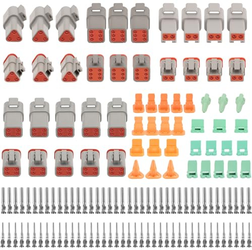 Connecteur Automobile, Sets Ensembles 140PCS Connecteur Imperméable DT à 2/3/4/6/ Pin avec boîte, Auto Terminal Connecteur de Fil de Voiture Électrique Étanche pour Moto Camion Bateaux