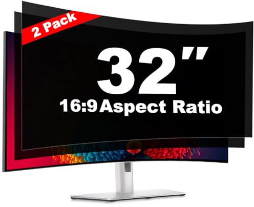 Pozlle 32 Inch Computer Privacy Screen Shield [2 Pack] for 16:9 Widescreen Desktop Monitor - Anti-Glare Blue Light Privacy Filter and Anti Spy Privacy Screen Protector Film