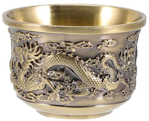 Luxshiny Bronze Dragon and Phoenix Cup - Chinese Style Retro Teacup 2Oz Zinc Alloy Tea Mug for Gongfu Tea Home and Office Use Small Portable Decorative Cup