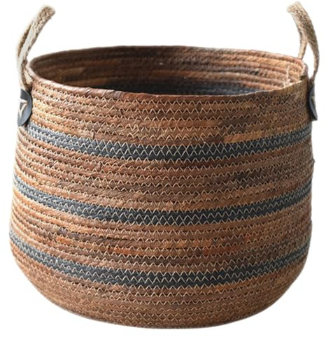 Zerodeko Woven Storage Baskets Straw Planter Basket Toy Blanket Organizer Seagrass Laundry Large Wicker Plant Tree for Dirty Clothes Pillows