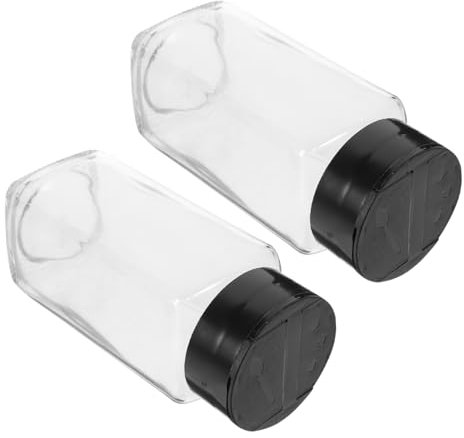TOPBATHY 2pcs Clear Glass Seasoning Containers for Kitchen and Outdoor Use and Tightly Sealed Spice Jars with Convenient Storage