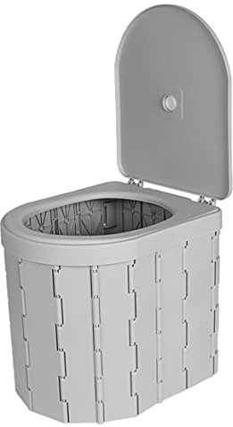 Camping Toilette tragbare Toilette Klapptoilette Toilette mit Deckel wasserdichtes Auto tragbarer Töpfchen für Camping Wanderstrand grau