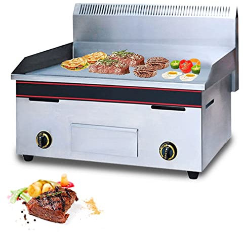 Griglia Per Barbecue A Gas Propano Piastra Portatile Da Giardino Per Esterni Piastra In Ghisa Smaltata 2 Fuochi, Temperatura Regolabile, Cucina Interna O Esterna, Cucina Ristorante Campeggio