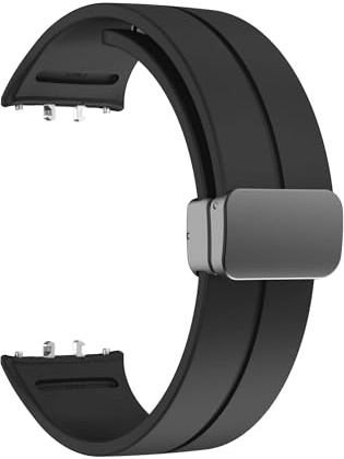 LKQASD Armband kompatibel mit Galaxy Fit 3 Original Magnetarmband Universal Originalband Silikon Schwarze Schnalle Zubehör Uhren(Black)