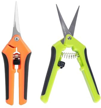 2 pezzi di forbici da giardino, forbici per piante, forbici per potatura bonsai per piante bonsai, fiori, raccolta, frutta, verdura, forbici diritte e curve