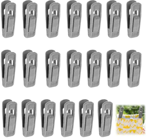 20 Stück graue Samt-Kleiderbügel-Clips, rutschfeste, abnehmbare Kleiderklammern, starke Finger-Hosen-Clips, beflockte, schlanke Clips, Linien, Hosen, Röcke, Stoff-Kleiderbügel