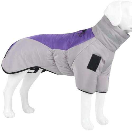 DTEYSD Hundebekleidung Herbst- Und Winterhundkleidung Großer Hund Reflektierende Warme Down Jacke Winter Hund Haustier Kleidung Und Baumwoll Wasserdicht-grau-zurück 40 cm