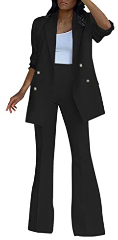 HEONSATI Tailleur Donne Elegante Taglie Forti Abiti Due Pezzi Giacca Manica Lunga Risvolto e Pantaloni Vita Alta Offerte Completi Lavoro Autunno Inverno Casual Completo da Donna da Cerimonia per Sera