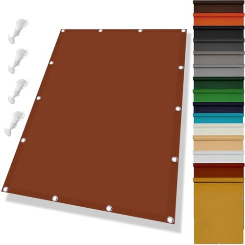 Tenda Parasole a Vela Vela Ombreggiante Impermeabile 4 x 6 m Protezione Solare, Antivento Tenda a Vela Impermeabile Rettangolare Telo Ombreggiante per Giardino, Balcone, Rosso Ruggine