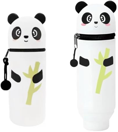 Jiahuade Kawaii Federmäppchen,Mäppchen,Mäppchen Panda,Stand up Federmäppchen,2-in-1 Weiche Silikontasche,Reißverschluss und Ausdehnbar,Stifte mäppchen,Cartoon federmäppchen,Large Capacity Pencil Case