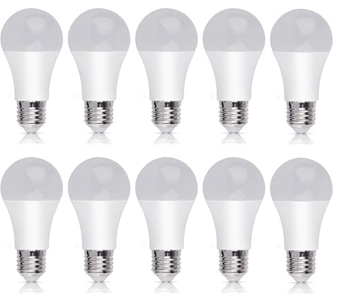 Bright Source Non-Dimmable Opal Frosted LED GLS Bulb, 15W, 1521lm, E27 Edison Screw, 6500K Daylight White - Pack of 10 Bulbs