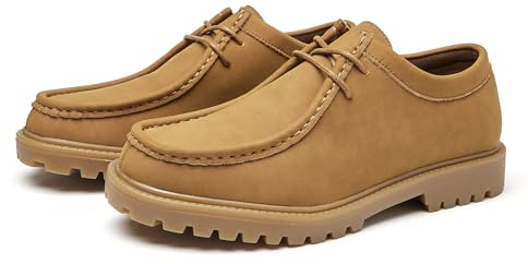 Allthemen Oxford skosnören för män brogue Derby business formella skor låg skärning mellanklack, Khaki, 40.5 EU