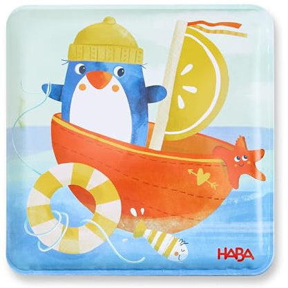 HABA Badebuch Pinguin – Wasserspaß für Babys ab 6 Monaten – Mit Quietsche-Effekt & bunten Illustrationen – Spritzfestes Spielzeug für Badewanne – 2012340001