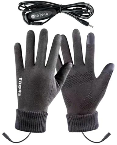 Guantes térmicos para hombre, guantes de invierno con calefacción USB, 3 ajustes de calor, guantes para pantalla táctil, para ciclismo, esquí, correr, senderismo, deportes de invierno, conducción