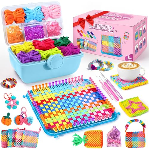 478 Pcs Weaving Loom Kit with Portable Case, Perfect for Making Handbags, Potholder Maker, Bracelet for DIY Crafters & Makers, Complete Craft Kit with Hooks, Gift for Christmas, Birthday,Blue