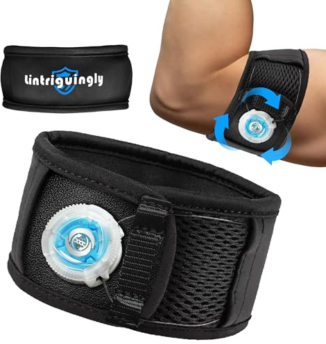 Lintriguingly Tennis Elbow Brace for Men & Women – Adjustable Elbow Strap for Tendonitis, Tennis & Golfer’s Elbow Support with Compression Dial, Silicone Shock Pad, Breathable Forearm Pain Relief -M/L