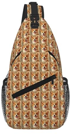JBJGKHLP söt corgi tryck unisex lätt kors bröstväska diagonal för resor vandring daglig midja ryggsäck
