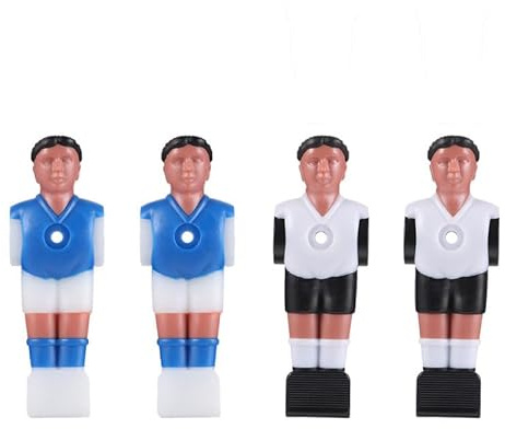 Amosfun Paquete de 4 figuras de futbolín de mesa, repuesto de futbolín de resina para mesas estándar, pelo negro con uniformes blancos y azules (2 blancos + 2 azules)