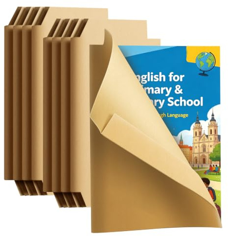 yivom 10 pellicole protettive autoadesive, per libri scolastici, formato B5, 26 x 40 cm, in carta kraft, impermeabili, senza taglio, per libri scolastici, protezione per documenti e copertina rigida