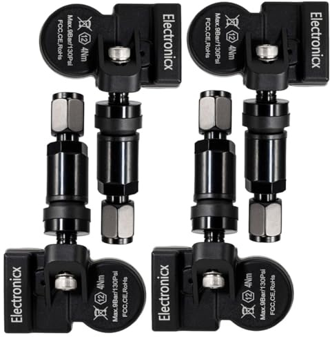 4x Däcktrycksensorer TPMS Sensorer Metallventil Svart för RAM 1500 2019-2026