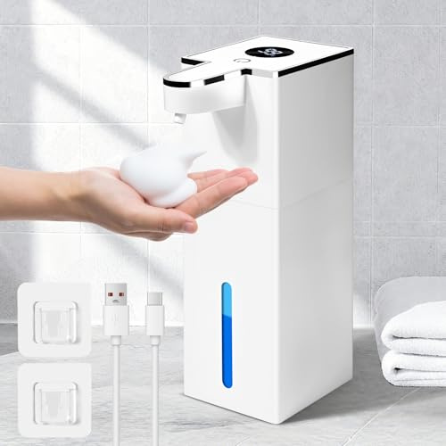 Gaethra Seifenspender Automatisch, 420ml Elektrischer Soap Schaumseifenspender mit Sensor, Seifenspender Automatisch Wandmontage, Berührungslos, USB Wiederaufladbar,IPX5 Wasserdicht,für Bad,BüRo,KüChe