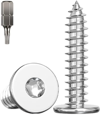 YOOZIYA 50 Piezas M4x35mm Tornillos para Madera Torx Cabeza Plana Inox | Acero Inoxidable 304 A2 V2A, Tornillos Autorroscantes Rosca Completa, Punta Torx Incluida, para Muebles, Madera y Bricolaje